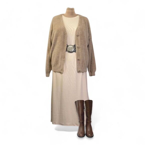 POLAGRAM Ribbed Knit Crew Neck Maxi Dress, NWT! Size 2XL - Picture 9 of 9